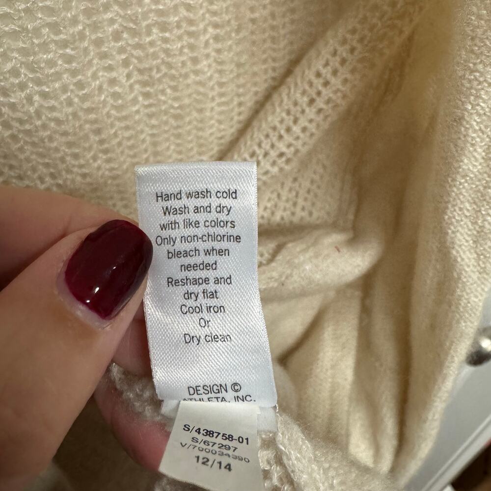 Athleta Womens Beige Knit Open Drape Cashmere Linen Cardigan Sweater Size Small - Picture 8 of 10